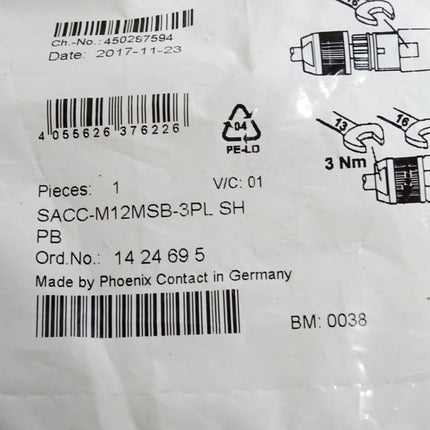 Phoenix Contact Datensteckverbinder 1424695 SACC-M12MSB-3PL SH PB / Neu OVP - Maranos.de