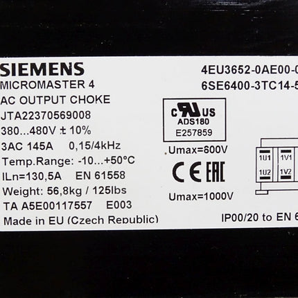 Siemens Micromaster4 6SE6400-3TC14-5FD0 Ausgangsdrossel / Neuwertig