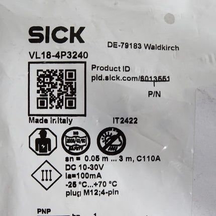 Sick Reflexions-Lichtschranke 6013551 VL18-4P3240 / Neu OVP - Maranos.de