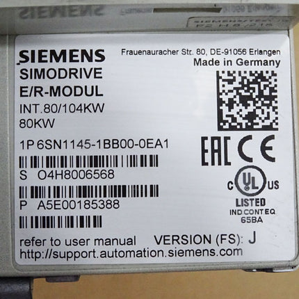 Siemens Simodrive E/R-Modul INT.80/104KW 6SN1145-1BB00-0EA1 Version J