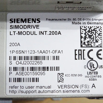 Siemens Simodrive LT-Modul INT.200A 6SN1123-1AA01-0FA1 - Abdeckung beschädigt