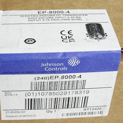 Johnson Controls EP-8000-4 Electro-Pneumatic Transducer / Neu OVP versiegelt