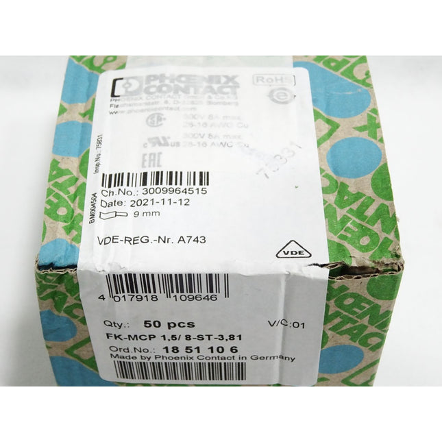 Phoenix Contact 1851106 FK-MCP 1,5/ 8-ST-3,81 Inhalt:50 Stück Neu OVP versiegelt - Maranos.de