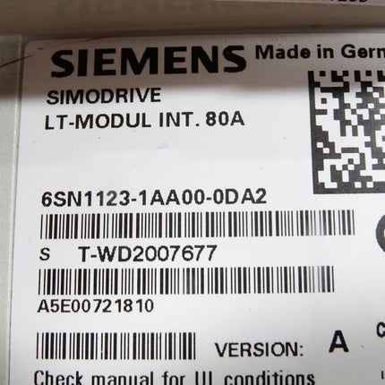 Siemens Simodrive LT-Modul INT.80A 6SN1123-1AA00-0DA2 Version A