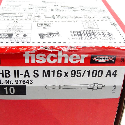 Fischer 97643 Inhalt:10 Stück Highbond-Anker FHB II-A S M 16 x 95/100 A4 Neu OVP - Maranos.de