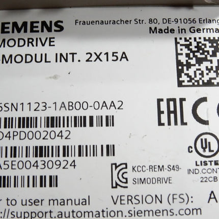 Siemens Simodrive LT-Modul INT.2x15A 6SN1123-1AB00-0AA2 - Abdeckung beschädigt