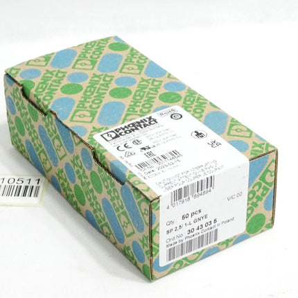 Phoenix Contact 3043035 Inhalt:50 Stück SP2,5/1-L GNYE / Neu OVP versiegelt - Maranos.de
