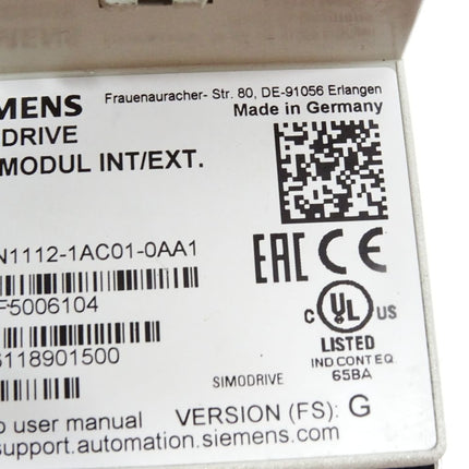 Siemens Simodrive UEB-Modul INT/EXT 6SN1112-1AC01-0AA1 Version G