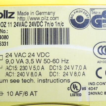 Pilz Sicherheitsschaltgerät 774080 PNOZ 11 24VAC 24VDC 7n/o 1n/c - Maranos.de