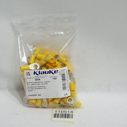 Klauke 6506 Inhalt:100 Stück Isolierte Quetschkabelschuhe gelb / Neu OVP - Maranos.de