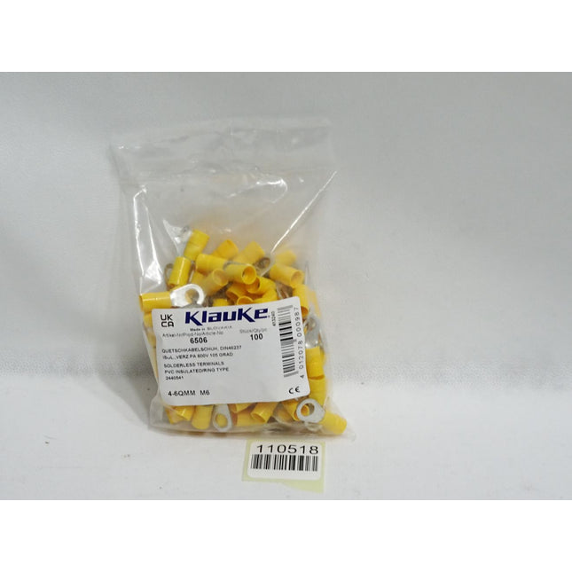 Klauke 6506 Inhalt:100 Stück Isolierte Quetschkabelschuhe gelb / Neu OVP - Maranos.de