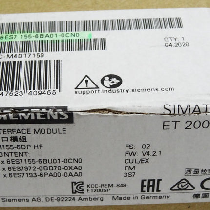 Siemens ET200SP IM155-6 DP HF 6ES7155-6BA01-0CN0 6ES7 155-6BA01-0CN0 / Neu OVP
