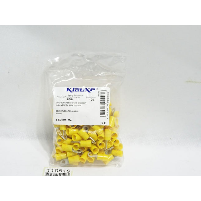 Klauke 6504 Inhalt:100 Stück Isolierte Quetschkabelschuhe gelb / Neu OVP - Maranos.de