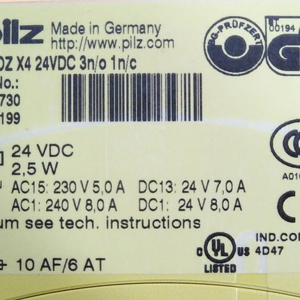 Pilz 774730 PNOZ X4 24VDC 3n/o 1n/c Sicherheitsschaltgerät