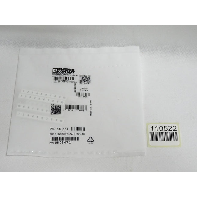 Phoenix Contact 0808671 Inhalt:10 Stück ZBF 5,LGS:FORTL.ZAHLEN 1-10 / Neu OVP - Maranos.de