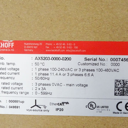 Beckhoff AX5203-0000-0200 Servoverstärker 2-kanalig / Neu OVP versiegelt