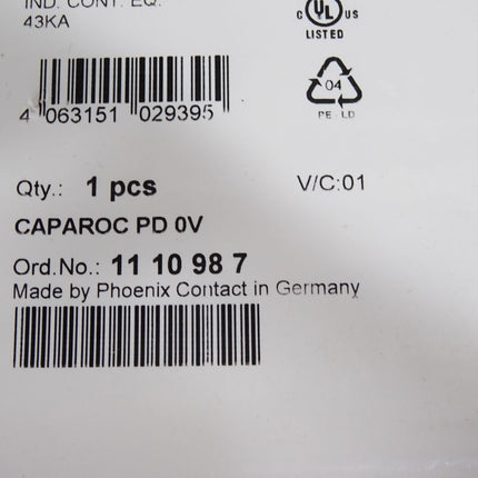 Phoenix Contact 1110987  CAPAROC PD 0V Potenzialverteiler / Neu OVP - Maranos.de