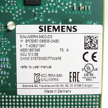 Siemens Sinumerik 840D/DE NCU573.5B 6FC5357-0BB35-0AB0 FS:A