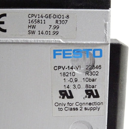 Festo Ventilinsel 187622 165811 CPV14-GE-DIO1-8 18210 CPV-14-VI + 161360+161362