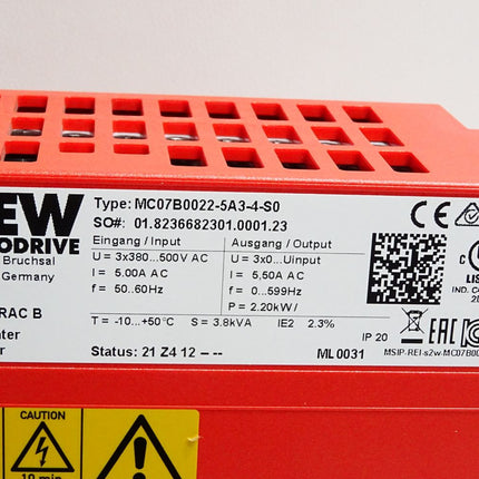 SEW Eurodrive Movitrac B Umrichter 2.2kW MC07B0022-5A3-4-S0 - Maranos.de