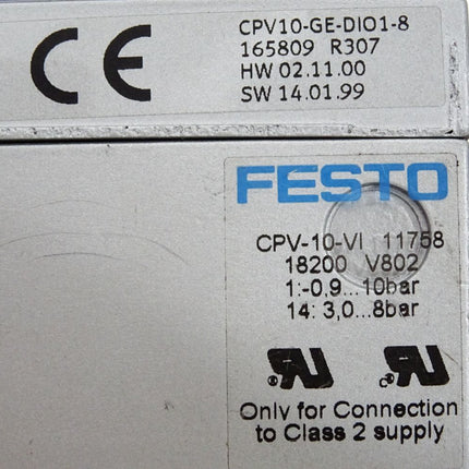 Festo Ventilinsel 187502 + 165809 CPV10-GE-DIO1-8 + 18200 CPV-10-VI + 161414