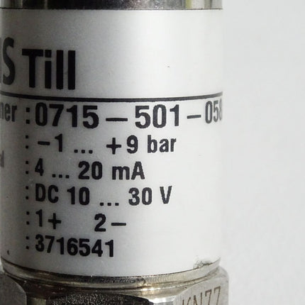 KHS Till 0715-501-058/C22 -1…+9bar 4…20mA Pressure Transmitter / Unbenutzt