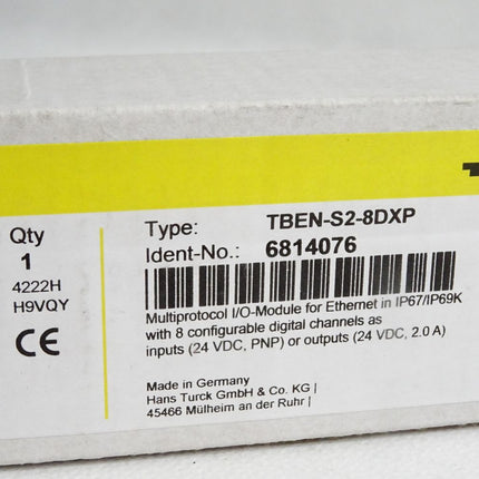 Turck I/O-Modul für Ethernet TBEN-S2-8DXP 6814076 / Neu OVP
