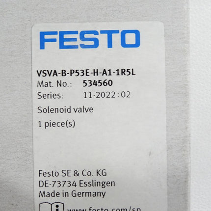 Festo Magnetventil VSVA-B-P53E-H-A1-1R5L 534560 / Neu OVP - Maranos.de