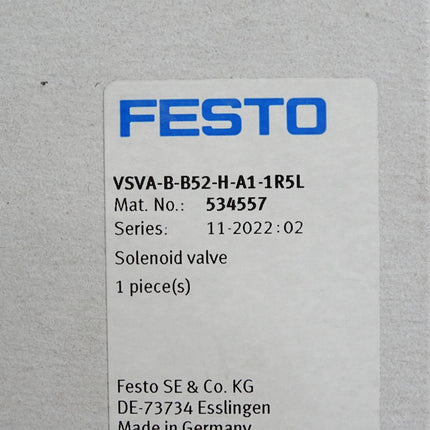 Festo Magnetventil VSVA-B-B52-H-A1-1R5L 534557 / Neu OVP - Maranos.de