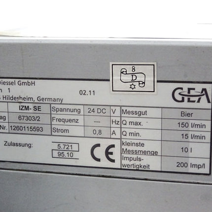 GEA Diessel IZM-G1 electromagnetic flow meters + Display IZM-SE