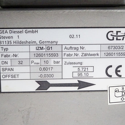 GEA Diessel IZM-G1 electromagnetic flow meters + Display IZM-SE