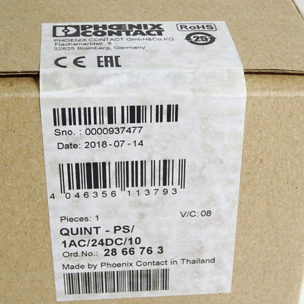 Phoenix Contact 2866763  QUINT-PS/1AC/24DC/10 Stromversorgung Neu OVP versiegelt - Maranos.de