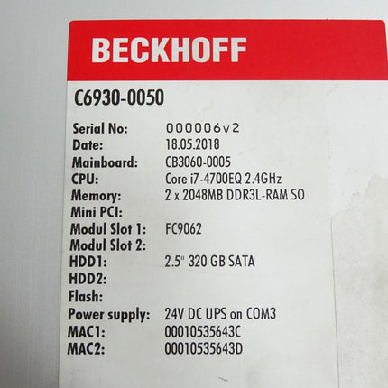 Beckhoff C6930-0050 Schaltschrank-Industrie-PC - Maranos.de
