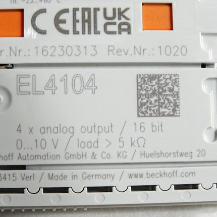 Beckhoff EL4104 Rev.1020 analoge Ausgangsklemme / Neu OVP - Maranos.de