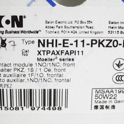 Eaton NHI-E-11-PKZ0-PI XTPAXFAPI11 Hilfsschalter / Inhalt:7 Stück / Neu OVP - Maranos.de