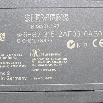 Siemens S7-300 CPU 315-2 DP  6ES7315-2AF03-0AB0 6ES7 315-2AF03-0AB0 - Maranos.de