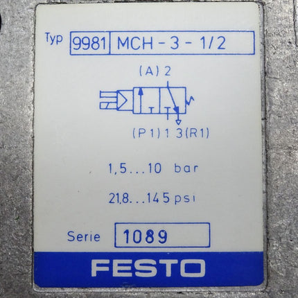 Festo Magnetventil 9981 MCH-3-1/2