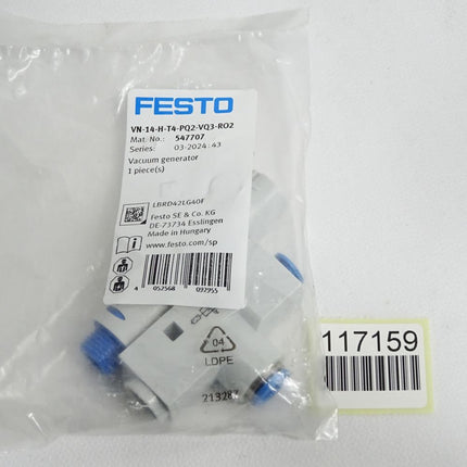 Festo 547707 Vakuumsaugdüse VN-14-H-T4-PQ2-VQ3-RO2 / Neu OVP