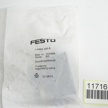 Festo 153496 Druckregelventil LRMA-QS-6 / Neu OVP