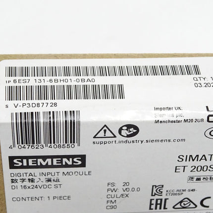 Siemens ET200SP DI 6ES7131-6BH01-0BA0 6ES7 131-6BH01-0BA0 Neu OVP versiegelt - Maranos.de