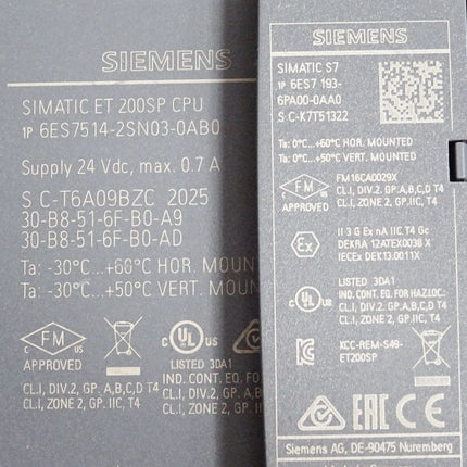 Siemens ET200SP CPU1514SP F-2 PN 6ES7514-2SN03-0AB0  6ES7193-6PA00-0AA0