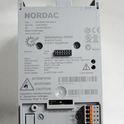 Nordac Getriebebau NORD 500E Frequenzumrichter SK500E-750-323-A 275410075 0.75kW