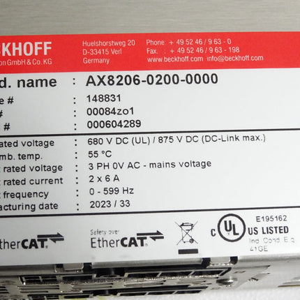 Beckhoff Doppelachsmodul AX8206-0200-000 / Neuwertig - Maranos.de