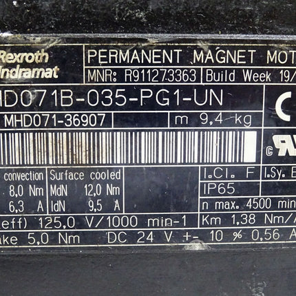 Rexroth Indramat Servomotor R911273363 MHD071B-035-PG1-UN 4500min-1 - Maranos.de