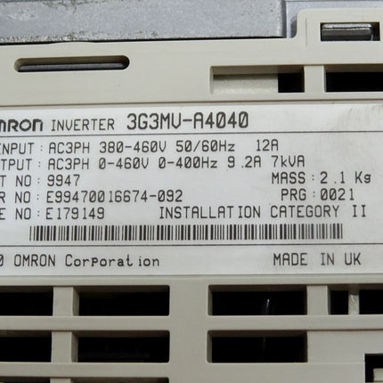 Omron Yaskawa Sysdrive Inverter 3G3MV-A4040 4kW