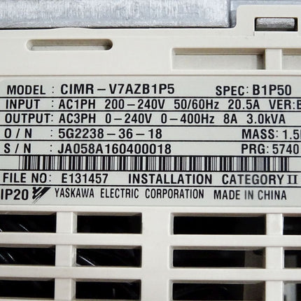 Omron Yaskawa Varispeed v7 CIMR-V7AZB1P5 1.5kW + Filter