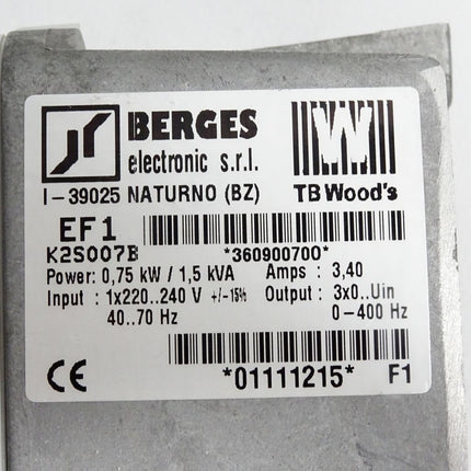 Berges Electronic TB Wood's Microdrive frequenzumrichter EF1 K2S007B 0.75kW