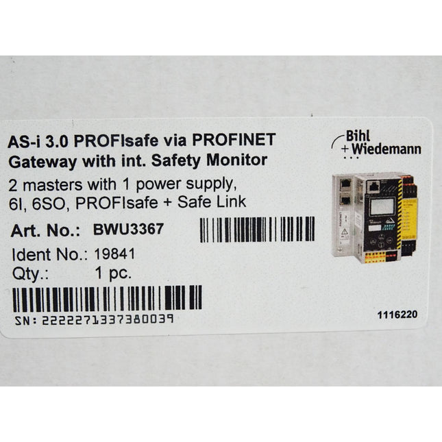 Bihl+Wiedemann Gateway AS-i 3.0 PROFIsafe PROFINET BWU3367 19841 / Neu OVP - Maranos.de
