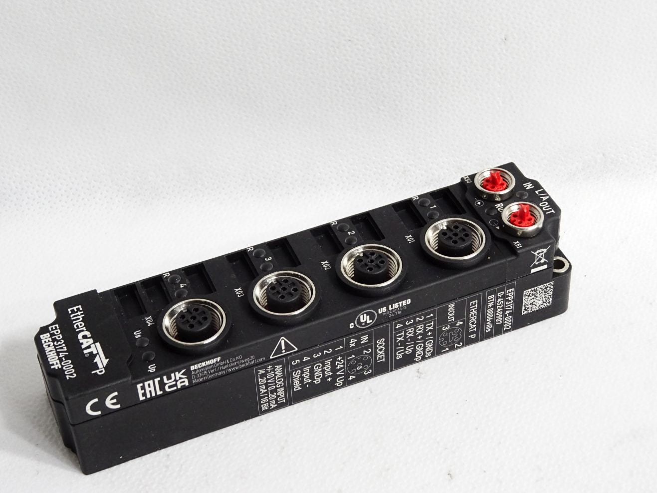 Beckhoff EtherCAT Box 4 Kanal Analog Eingang Multifunktion 10V 20mA EP3174 0002 Beckhoff EtherCAT Box 4 Kanal Analog Eingang Multifunktion 10V 20mA EP3174 0002