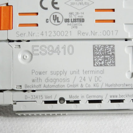 Beckhoff Netzteilklemme ES9410 Rev.17 (EL9410 + steckbare Verdrahtungsebene)